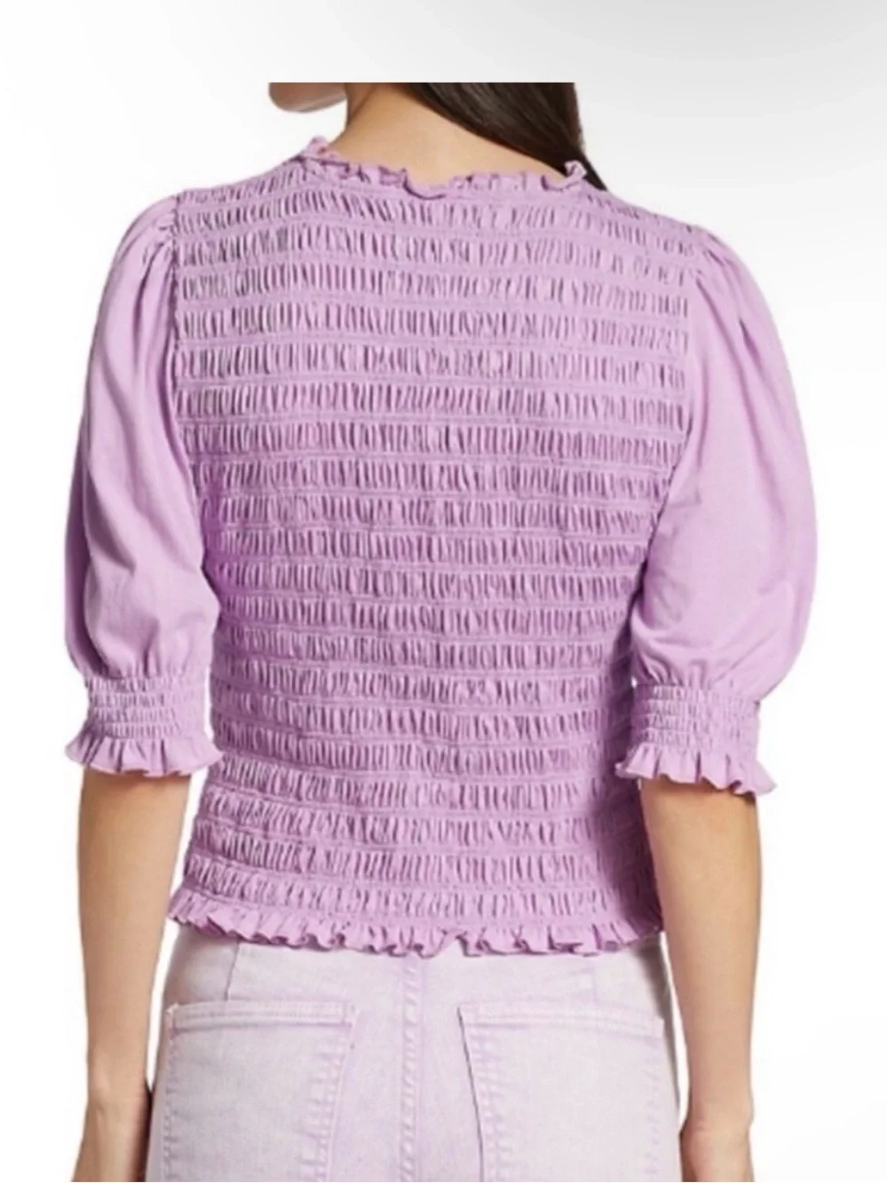 Veronica Beard Langston Smocked Puff Sleeve Top Violet Purple size S NWOT - Picture 2 of 6